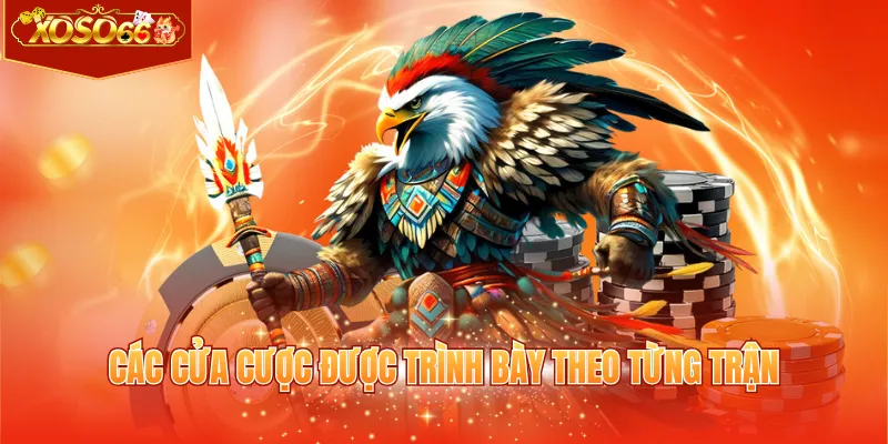 Các cửa cược được trình bày theo từng trận